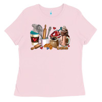 Bubblegum Pink bakery coffee cups Ladies Tee - AdoDesignShop