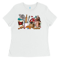 White bakery coffee cups Ladies Tee - AdoDesignShop