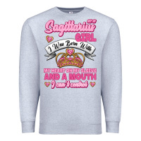 Heather Grey As A Sagittarius Girl I Was Born With My Heart On My Sleeve And  Mouth Premium Sweatshirt - Jasminsmagicworld