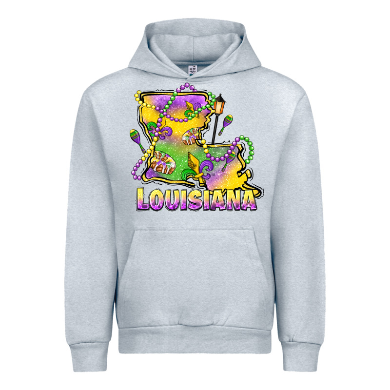 Louisiana Mardi Gras State Map Urban Hoodie by LillyAllenDesigns | Teevron