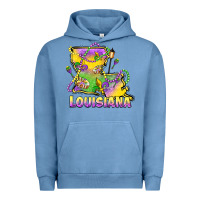Pigment Pebble Blue louisiana mardi gras state map Urban Hoodie - LillyAllenDesigns