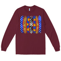 Burgundy American police brushstrokes Long Sleeve Tee - Neo Western