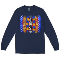 Navy American police brushstrokes Long Sleeve Tee - Neo Western