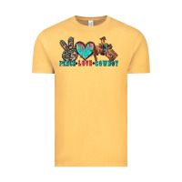 Vintage Mustard peace love cowboy Vintage Tee - Zillion Design Studio