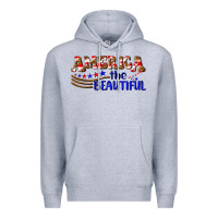 Heather Grey America the beautiful Premium Hoodie - NancyCooperArtShop