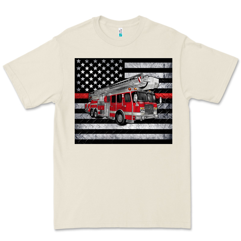 Thin Red Line American Flag Fire Truck Premium Tee by Artiststas | Teevron