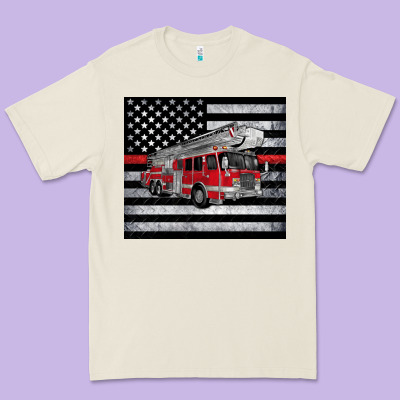 Thin Red Line American Flag Fire Truck Premium Tee Designed By Artiststas