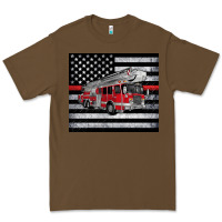 Cacao thin red line American flag fire truck Premium Tee - Artiststas