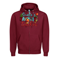 Burgundy santa s favorite teacher Zipper Hoodie - JahusDesignShop