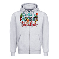 Heather Grey santa s favorite teacher Zipper Hoodie - JahusDesignShop