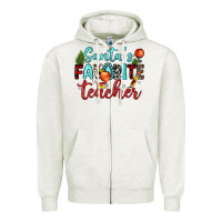 Oatmeal Heather santa s favorite teacher Zipper Hoodie - JahusDesignShop