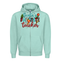 Seafoam santa s favorite teacher Zipper Hoodie - JahusDesignShop