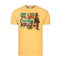 Vintage Mustard just a girl who loves country music Vintage Tee - Zillion Design Studio