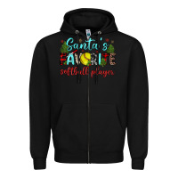 Black santa s favorite softball player Zipper Hoodie - JahusDesignShop