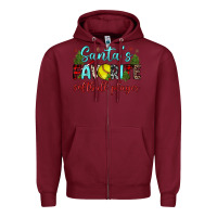 Burgundy santa s favorite softball player Zipper Hoodie - JahusDesignShop