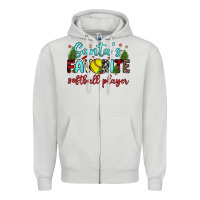 Dove Grey santa s favorite softball player Zipper Hoodie - JahusDesignShop