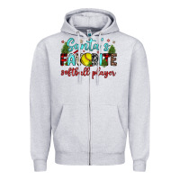 Santa S Favorite Softball Player Zipper Hoodie | Teevron