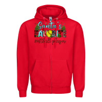 Red santa s favorite softball player Zipper Hoodie - JahusDesignShop