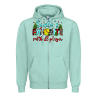 Seafoam santa s favorite softball player Zipper Hoodie - JahusDesignShop