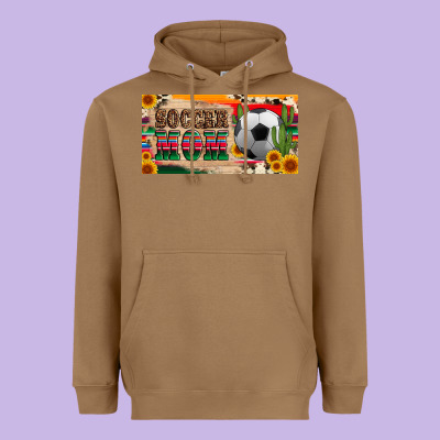Soccer Mom With Ball And Sunflower Cactus Serape Licanse Plate Heavyweight Hoodie Designed By Artiststas