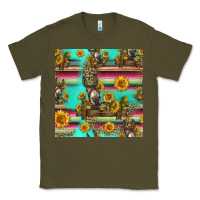 Army Green sunflowers donkey seamless pattern Classic Tee - HRA Design Shop