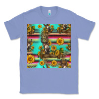 Colony Blue sunflowers donkey seamless pattern Classic Tee - HRA Design Shop