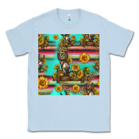 Dusty Blue sunflowers donkey seamless pattern Classic Tee - HRA Design Shop