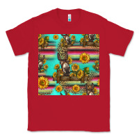 Red sunflowers donkey seamless pattern Classic Tee - HRA Design Shop