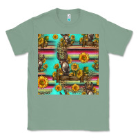 Sage sunflowers donkey seamless pattern Classic Tee - HRA Design Shop