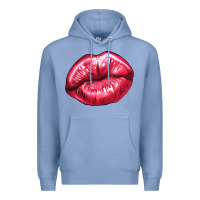 Colony Blue lips mark Premium Hoodie - NancyCooperArtShop