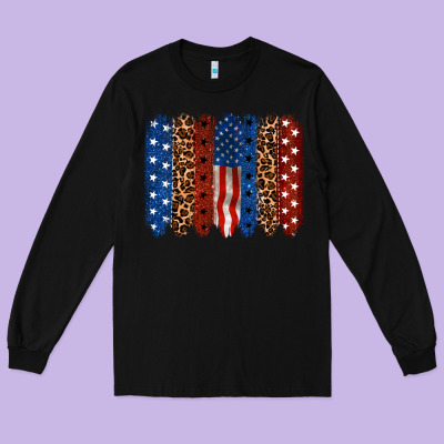 Back To Blue Brushstroke 4th Of July Long Sleeve Tee Designed By Cowgirlartshop