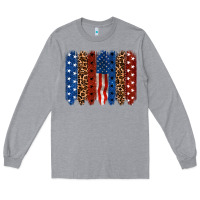 Heather Grey Back to blue brushstroke 4th of july Long Sleeve Tee - CowGirlArtShop