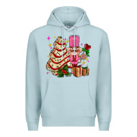 Blue Mist christmas tree cake and nutcracker with gifts ado Premium Hoodie - AdoDesignShop