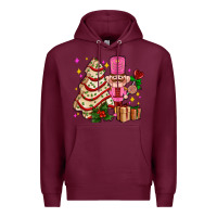 Burgundy christmas tree cake and nutcracker with gifts ado Premium Hoodie - AdoDesignShop