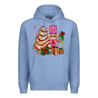 Colony Blue christmas tree cake and nutcracker with gifts ado Premium Hoodie - AdoDesignShop