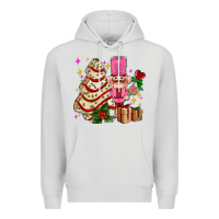 Dove Grey christmas tree cake and nutcracker with gifts ado Premium Hoodie - AdoDesignShop