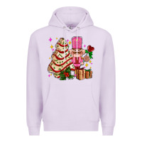 Lilac christmas tree cake and nutcracker with gifts ado Premium Hoodie - AdoDesignShop