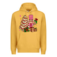 Mustard christmas tree cake and nutcracker with gifts ado Premium Hoodie - AdoDesignShop