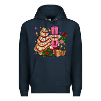 Navy christmas tree cake and nutcracker with gifts ado Premium Hoodie - AdoDesignShop