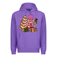Purple christmas tree cake and nutcracker with gifts ado Premium Hoodie - AdoDesignShop