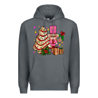Rock christmas tree cake and nutcracker with gifts ado Premium Hoodie - AdoDesignShop