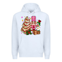White christmas tree cake and nutcracker with gifts ado Premium Hoodie - AdoDesignShop