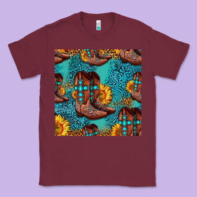 Western Boots Seamless Pattern Classic Tee Designed By Hra Design Shop