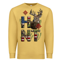Antique Gold Deer Hunting Usa Flag Premium Sweatshirt - LillyAllenDesigns