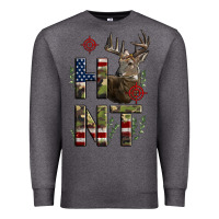 Charcoal Heather Deer Hunting Usa Flag Premium Sweatshirt - LillyAllenDesigns