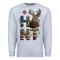 Heather Grey Deer Hunting Usa Flag Premium Sweatshirt - LillyAllenDesigns