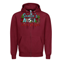 Burgundy santa s favorite soccer player Zipper Hoodie - JahusDesignShop