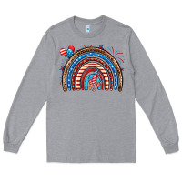 Heather Grey American rainbow Long Sleeve Tee - Neo Western