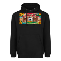 Black soccer mom with ball and sunflower and serape licanse plate Heavyweight Hoodie - Artiststas