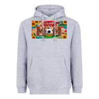 Heather Grey soccer mom with ball and sunflower and serape licanse plate Heavyweight Hoodie - Artiststas